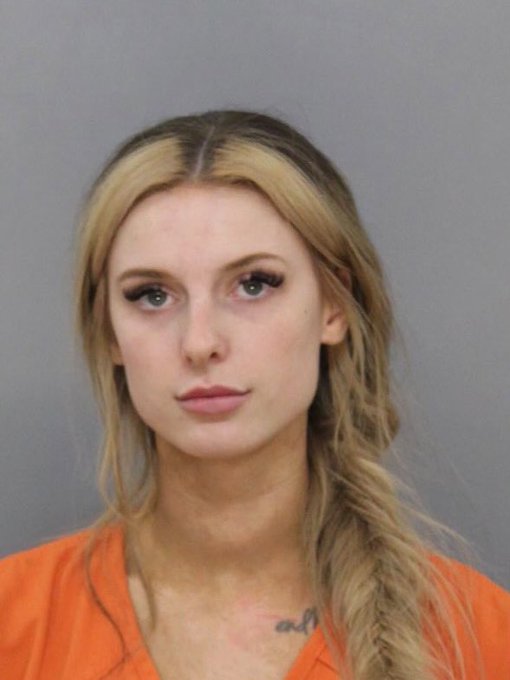 a mugshot of a blonde woam with distinguished facial features and beautiful hair