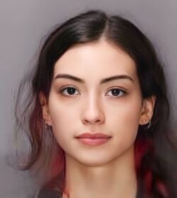 mugshot of very beautiful woman with distinguished features and aluring face