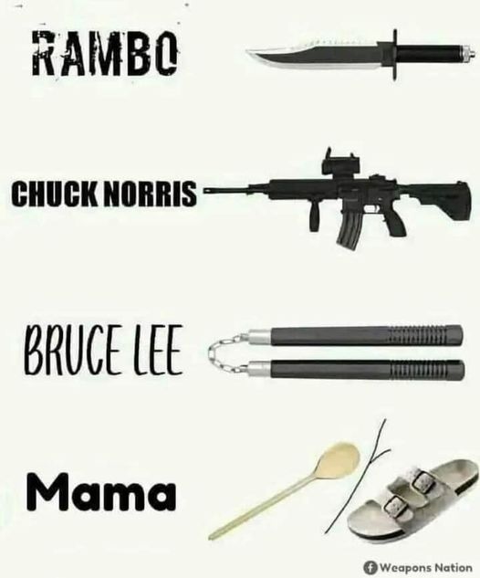 dark joke showing mom's weapons of choice