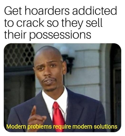 dark humor meme about modern solutions to problems