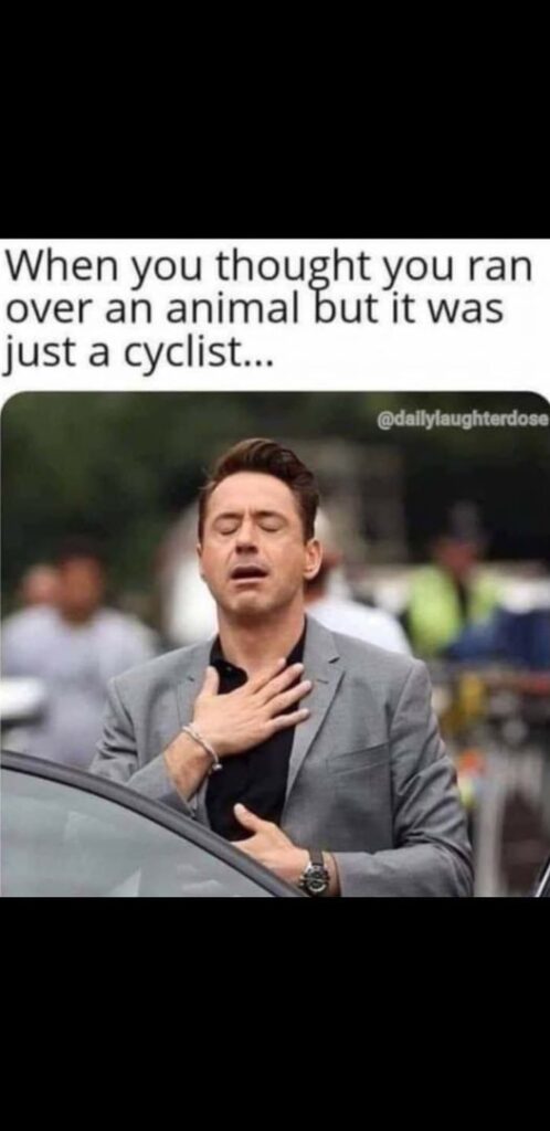 dark funny meme joke about cyclists