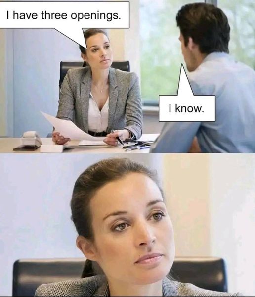 funny dark humor meme about job recruitment 